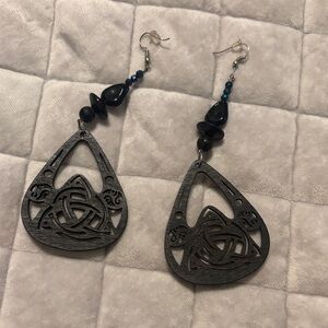 Elegant Black and Silver Dangle Earrings